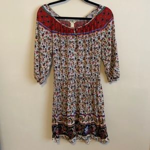 Floral 3/4 sleeve short dress